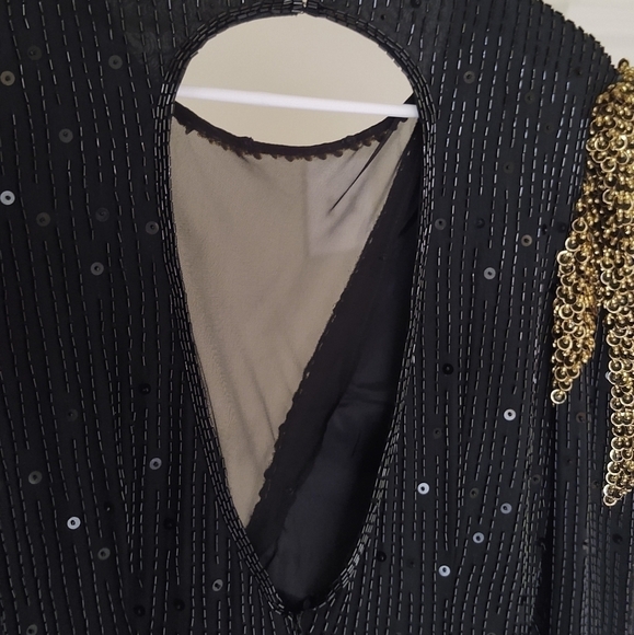 Niteline | Silk Beaded Asemetrical Formal Gown - Picture 8 of 12